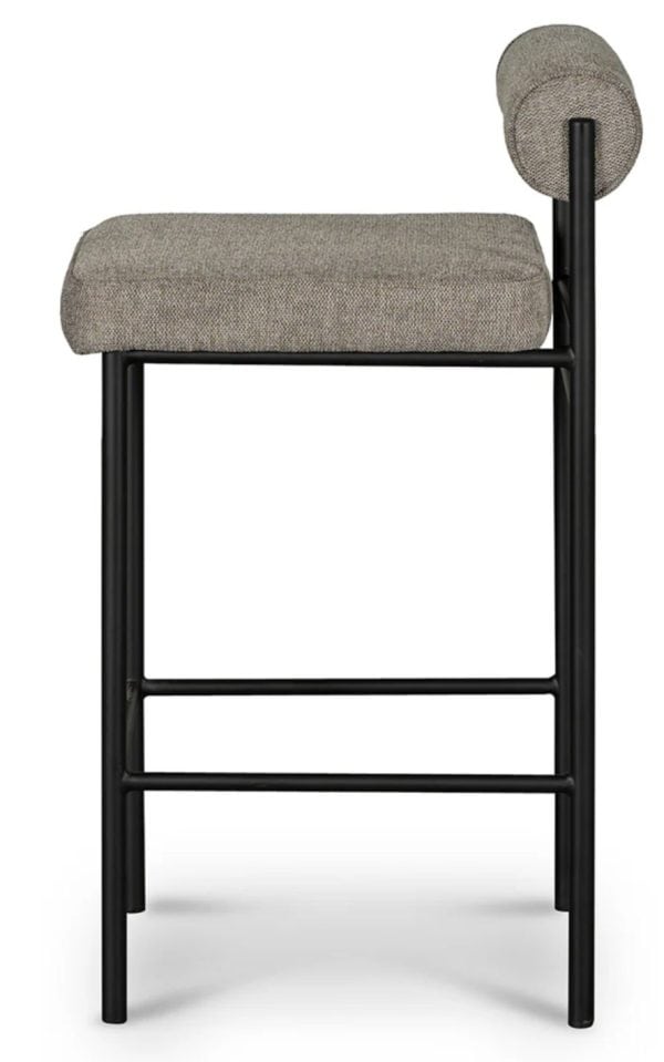 CORBY 65cm Fabric Bar Stool - Grey (Set of 2) - Image 2